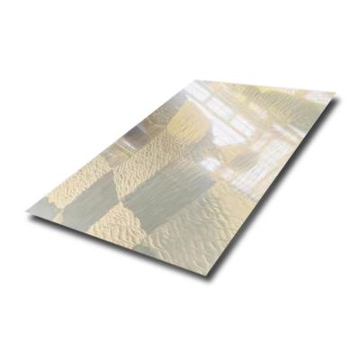 China Higt grade 304 laser etching stainless steel sheet PVD gold color with square pattern stainless steel 3d texture for sale