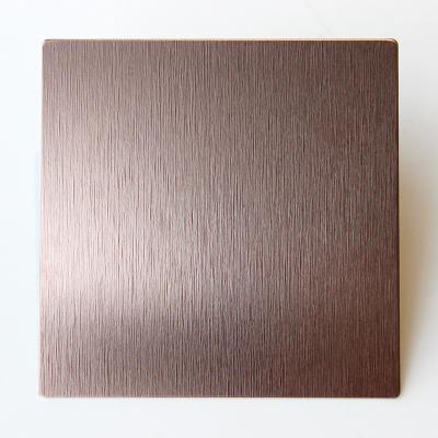 China SUS Material 304 316 PVD Rose Gold Color Hairline+No.4 Finish Sheet Coarse Brushed Stainless Steel Texture for sale