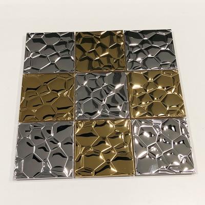 China 48mmx48mm Metal Mosaic Tile 304 Double Color Mirror Stamped Mosaic Stainless Steel Tiles à venda