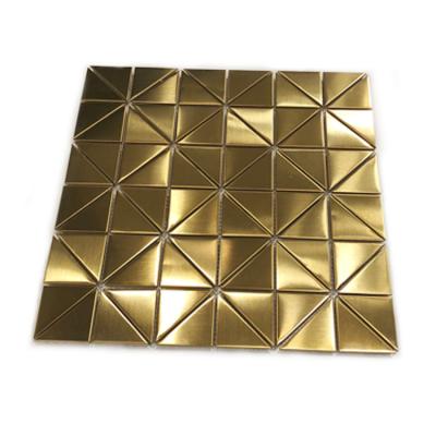 China Wall Panel Decor Hairline Finish PVD Gold Stainless Steel Mosaic Tile à venda