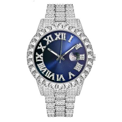 China Automatic Date Luxury Rhinestone Studded Watch With Colored Dial For Women Ready To Ship for sale