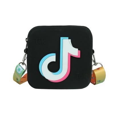 China Lady Lovely Tik Tok PVC Jelly Purse Mini Bag Kids Cartoon Square Shoulder Bag Coin Body Tik Tok Cute Cross Bags for sale