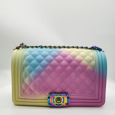 China Colorful Fashion Fashion Handbag With Rainbow Color Metal Shoulder Bag for sale