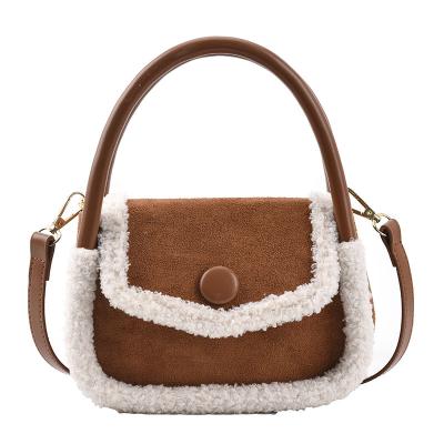 China Fashion New Arrival Winter Fur Decoration Shoulder Bag Body Sherpa Cross Bag For Women for sale