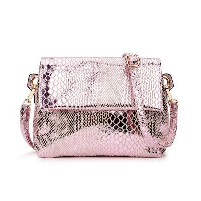 China Fashion Mini Metallic Leisure Shoulder Bag For Women Bling Snake Pattern Metallic Cross Body Bag for sale