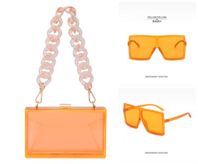 China Fashion Hot Selling Acrylic Jelly Evening Clutches Pinch And Sunglasses Set for sale