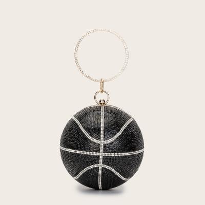 China Fashion Ladies Even Basketball Clutch Handbags Rhinestone Money Bags Purse Crystal Diamond Sparkly Bling Money Purse For Women for sale