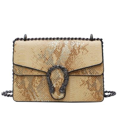 China Famous Fashion Design Snake Pattern Fashion Purse For Ladies Branded Central Institute Of Statistics High Quality Hot Selling Designer Handbag Gunmetal Chain Bag for sale