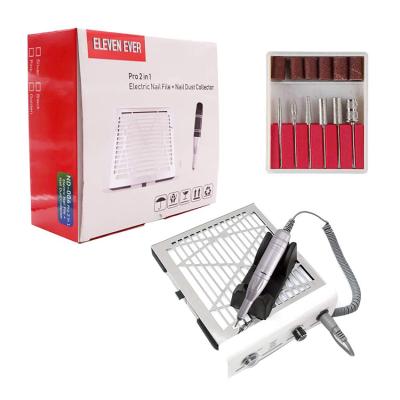 China Manicure Dust Salon 2-in-1 Nail Dust Collector Gather With Electric Nail Drill Machine Electric Nail File for sale