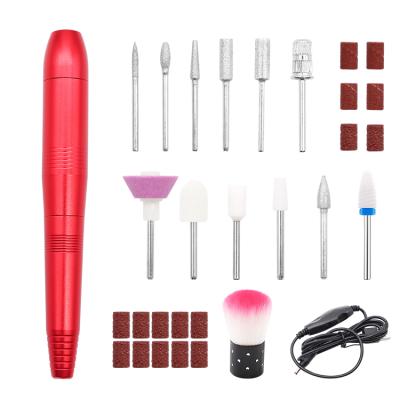 China Portable Handheld Electric Nail Drill Machine Set Folder Electric Drill Pen Manicure Machine Pedicure Nail Art Kit with Ceramic Drill Bit for sale