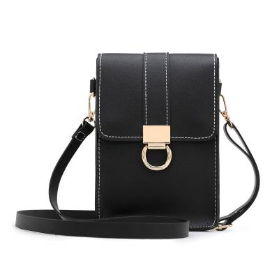 China Ladies Anti-theft Leather Girls Nappa Black Cross - Body Phone Bag Women Pinch In Stock for sale