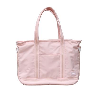 China Lady Fashion Girls Premium Nylon Fabric Custom Logo Blank Tote Bag With Zipper Travel Shopping Weekend Handbag for sale