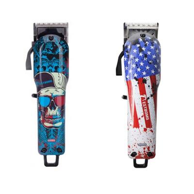 China Outdoor Factory Professional Men's End-Cut Trimmer Zero-Gashed Rechargeable Barber Hair Trimmer Graffiti Skull Flag Design for sale