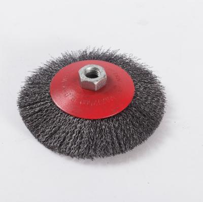 China Weld Cleaning Rough Surface Cleaning FMT Industrial Crimped Wire Bevel Deburring Polishing Cleaning Brush for sale