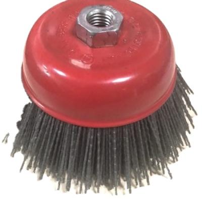 China Weld cleaning rough surface cleaning FMT 75mm 75mm wire m14*12 silicon carbide dupont wire abrasive nylon cup brush for sale