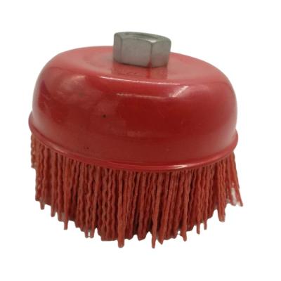 China Weld Cleaning Rough Surface Cleaning FMT Wire Cup Industrial Crimped Nylon Abrasive Polishing Cleaning Brush Deburring for sale