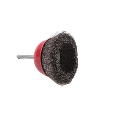 China Weld Cleaning Rough Surface Cleaning Industrial FMT sus Wire Cup Deburring Polishing Cleaning Brushes With Spindle for sale