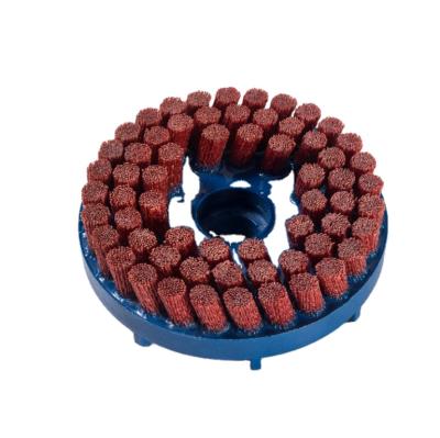 China Solder Cleaning Rough Surface Cleaning FMT Red Abrasive Nylon Wire Aluminum Oxide Disc End Brushes for Polishing and Deburring for sale