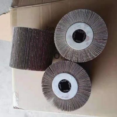 China Application: Satin Finish FMT Abrasive Cloth Flap Sanding Wheel For Metal for sale