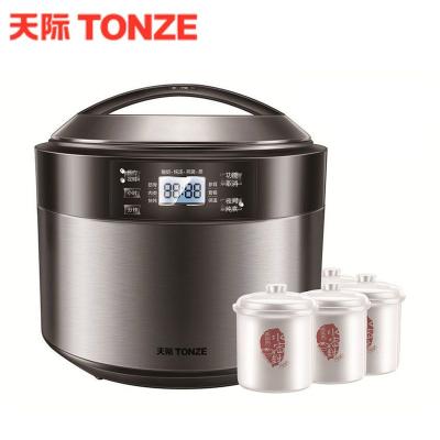 China Stainless Steel Exterior Programmable Electric Slow Cooker With 5 Liquid Cap Interior Ceramic Pot for sale