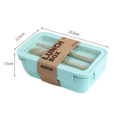 China Food Grade Disposable Plastic Cutlery 100% Microwave Safe Food Container Wheat Straw School Office Lunch Box for sale