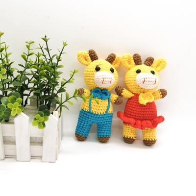 China China Hand Crocheted Doll Couple Woolen Cow For Home Gardening for sale