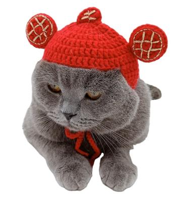 China Viable Hand Wool Pet Crocheted Hat, Customized Feature God of Wealth Hat, Necessary for Pets for sale