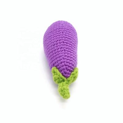 China China crochet play food crochet fruit and vegetable set crochet food toy kitchen food toy eggplant for sale