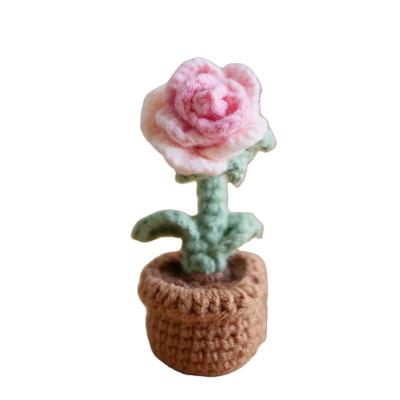 China Art Deco 100% Sunflower Rose Potted Table Desk Decoration Home Birthday Tulip Plant Weaving Looms for sale