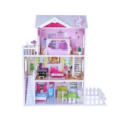 China Pretend Play 2021 New Design Wooden Doll House Toys Wooden Doll House Toys Children Educational Toys Wooden Doll House for sale