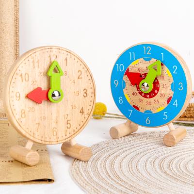 China New Cute Montessori Mini Clock Toy Colorful Time Cognitive Preschool Education Teaching Aid Wooden Toys for sale