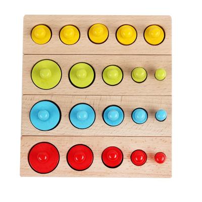 China Wooden Toy Wooden Cylindrical Knob Grip Montessori Teaching Aids Cylinder Color Block for sale