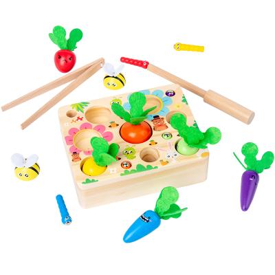 China Children's Fun Wooden Radish Shooting And Bug Game Catch Fishing Grabbing Intelligence Early Educational Toy HJ4000 for sale