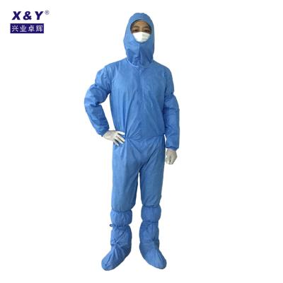 China Coverall with sms disposable chemical hot sale chemical clean room protective clothing non-woven isolation gown for sale