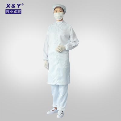 China Anti-Static Clothes Round Collar ESD Cleanroom Shirt Dress Polyester Fiber Uniform for sale