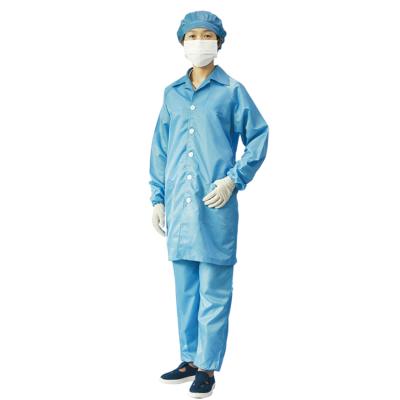 China Dust Proof ESD Shirt Dress Anti-Static Cleanroom Clothes Anti-Static Fabric Shirt Striped Overalls for sale