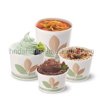 China Custom Printing Disposable 520cc 100ML Round Ramen Salad Soup White Paper Cup Brown With Lid for sale