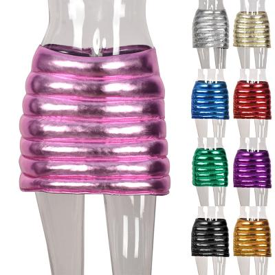 China 2022 Breathable In Stripper Club Running Silver Metallic Zipper Skirt Hot Girls Skinny Sexy Proof Mini Skirt for sale