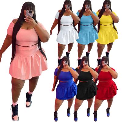 China Best Selling QUICK DRY Plus Size Two Piece Sets Summer Solid Cute Women Two Piece Skirt Set Ladies Two Piece Set for sale