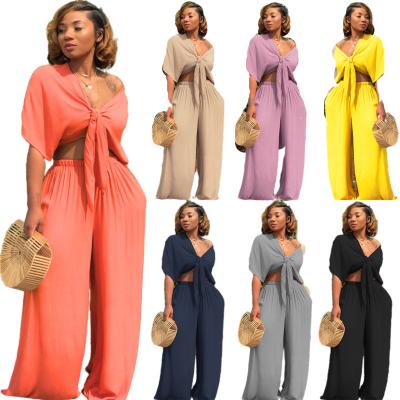 China Drop Shipping QUICK DRY Arise Ladies Two Piece Wide Leg Pants Set Top Two Piece Set Summer Causal 2 Piece Set for sale