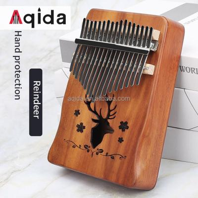 China Aqida Inch Piano Mbira Hand Guard 17 Keys Mahogany Calimba Wooden Equip Kalimba For Kids Beginners for sale