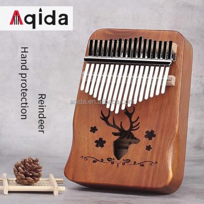 China Wooden Aqida Finger Piano 17 Keys Hand Guard Thumb Piano Mbira Mahogany Musical Instruments Hand Pad Style Arc Angle Kalimba for sale