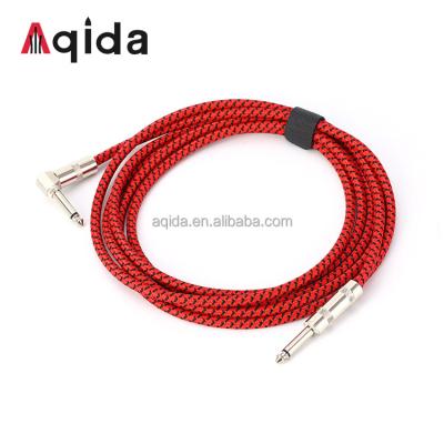 China Aqida Camera 6.35 1/4 Inch To 6.35 1/4 Inch Male To Male Audio Cable Junction Cable With Woven Mesh For Electric Bass for sale