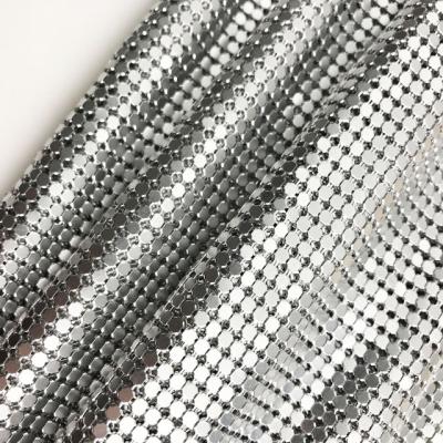 China Durable Soft Flexible Silver Aluminum Chainmail Fabric Metal Sequin Mesh Fabric For Clothing Curtains for sale