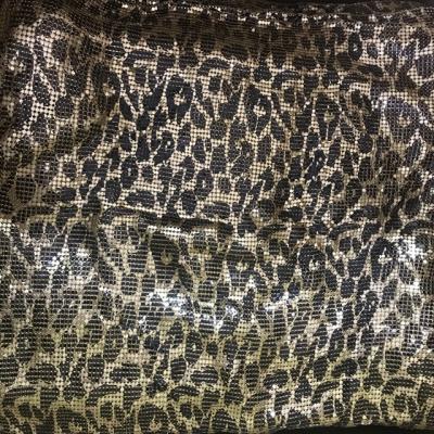 China Durable Gold Glitter and Black Leopard Pattern Metallic Mesh for sale