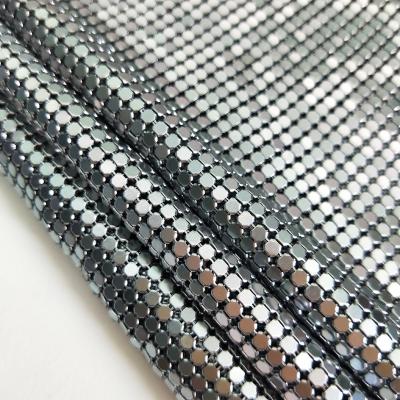 China Durable Shimmer Metallic Flexible Aluminum Chain Link Mesh Fabric, Metal Sequin Fabric For Tablecloth Party Backdrop for sale