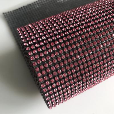 China Crystal Rhinestones Fabric For Bag shiny red cheap durable for sale