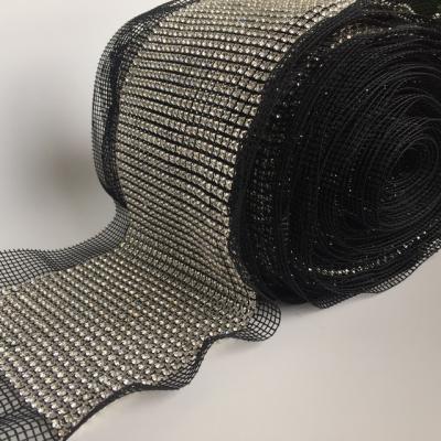 China Flatback 24 Tiers Rhinestone Fabric Diamond Crystal Mesh Trimming For DIY Plastic Decorations for sale