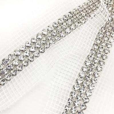 China Durable 24 Tier Crystal Rhinestone Trim Crystal Chain Trim For Clothes , Shoes for sale