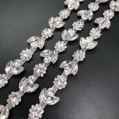 China Durable Crystal Beads Lace Trimming For Clothes, Bags for sale